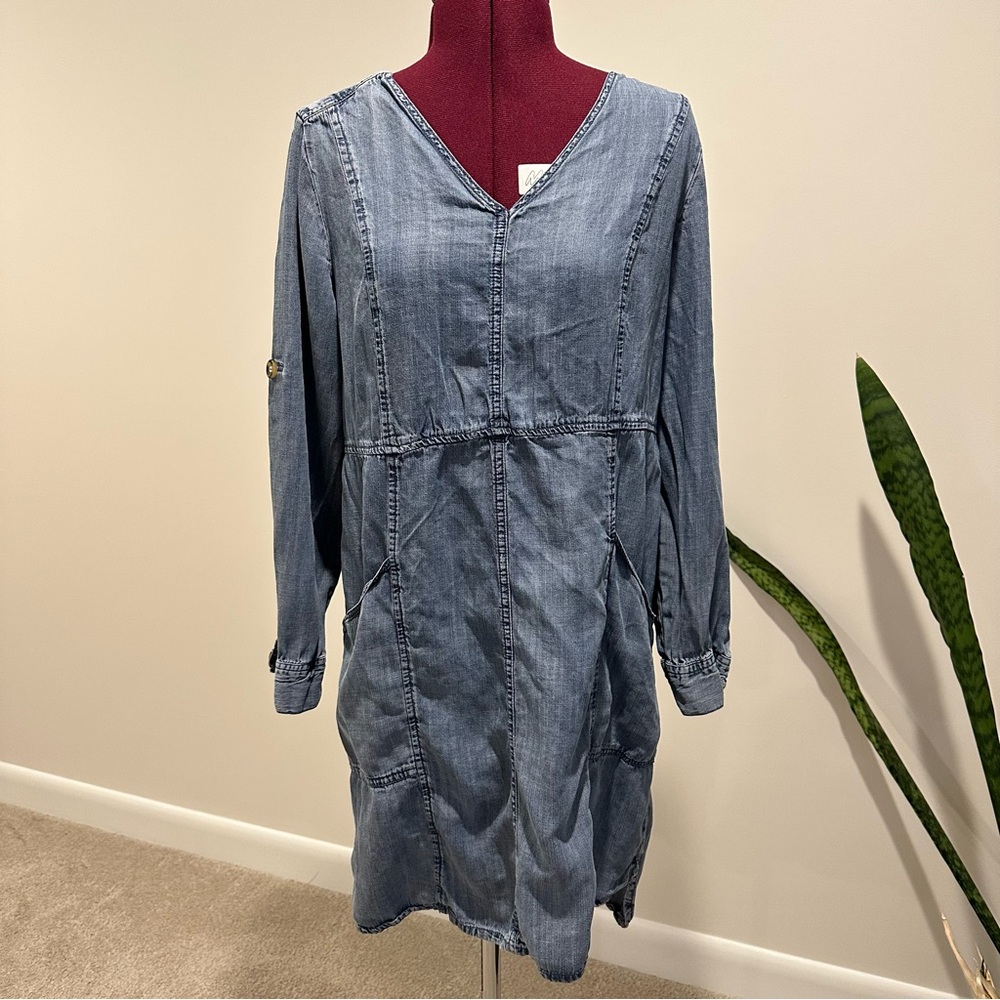 Velvet heart Chambray Denim Long Sleeve Dress
